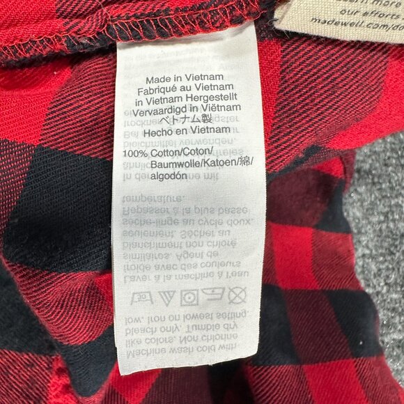 Madewell Top Womens Small Flannel Popover in Buffalo Check Red Black Pocket - Picture 6 of 8